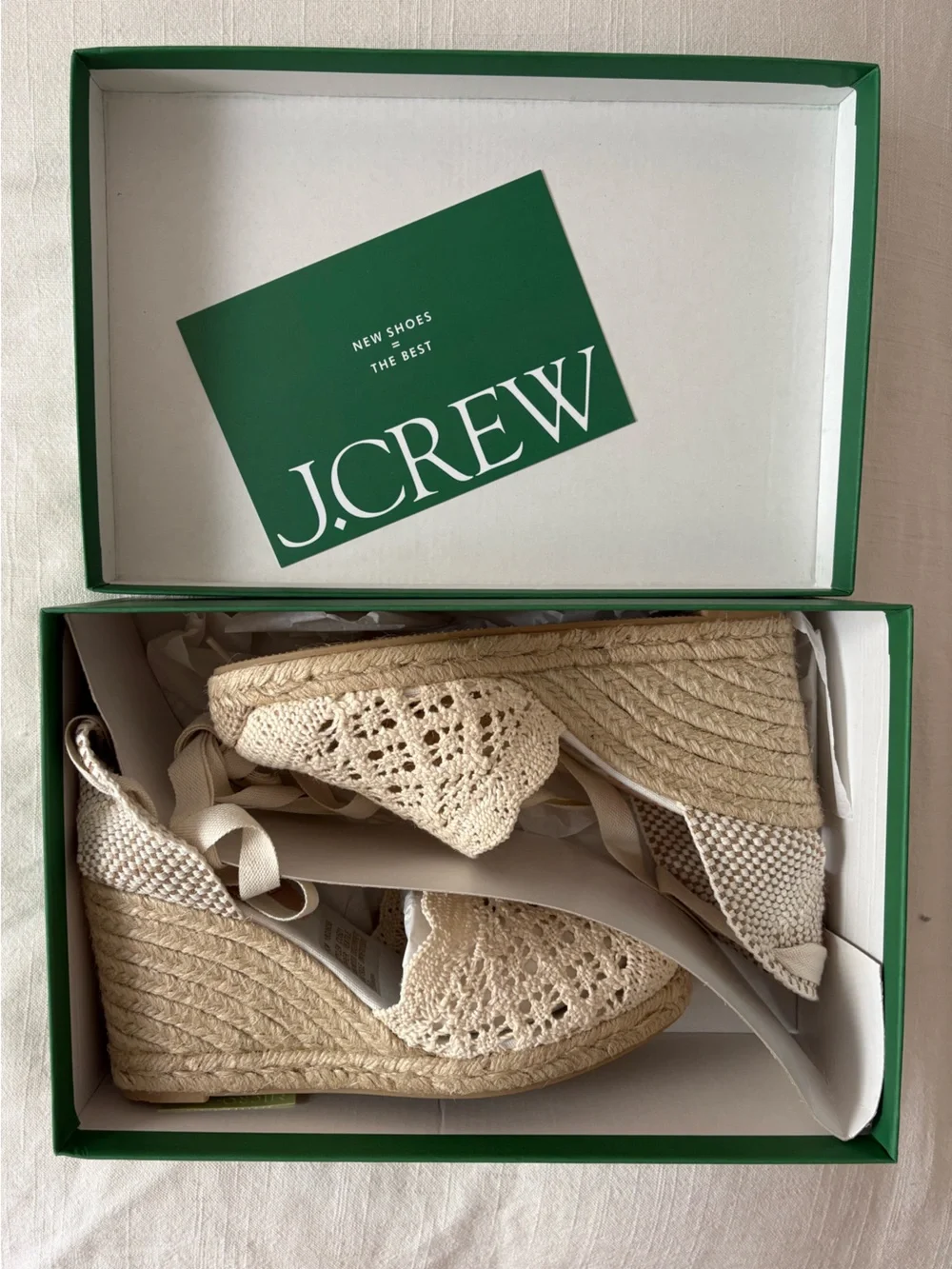 J. Crew Crochet Lace-Up Espadrille Wedges